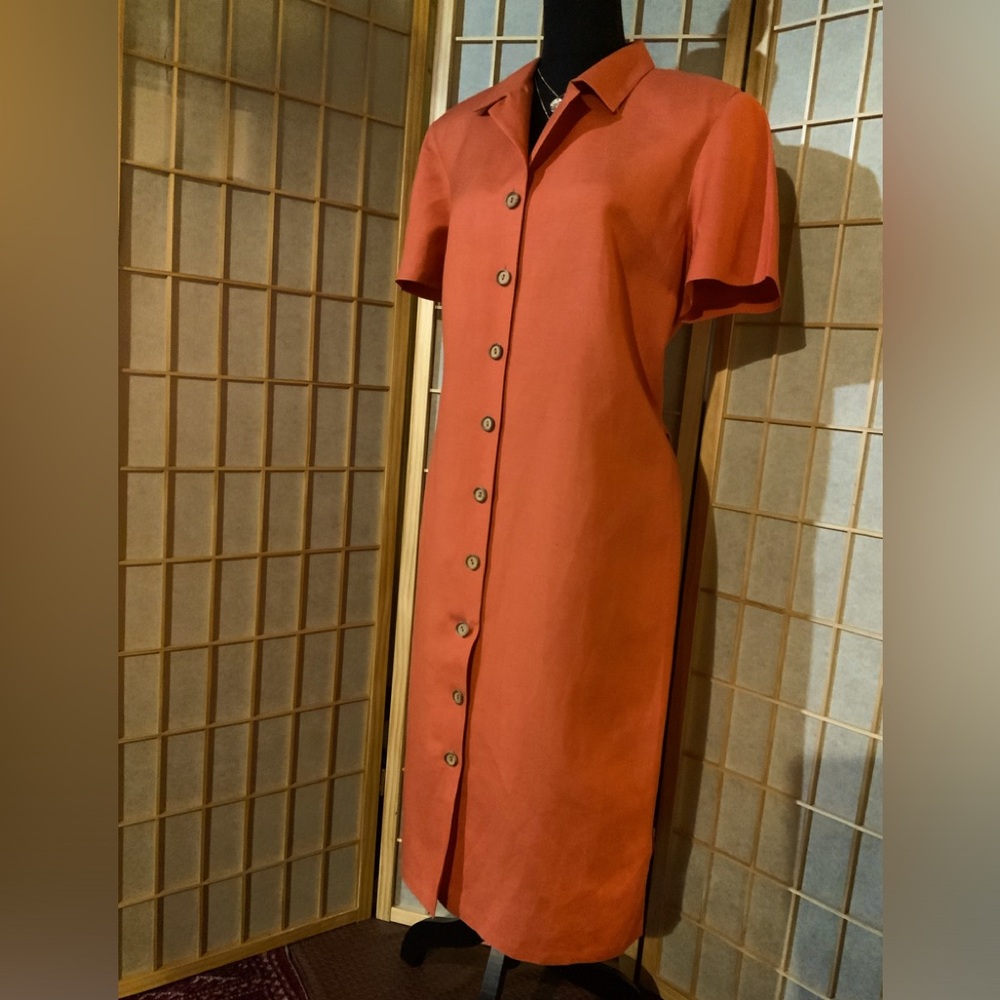 Lenni New York - Orange linen dress.  Sz 14